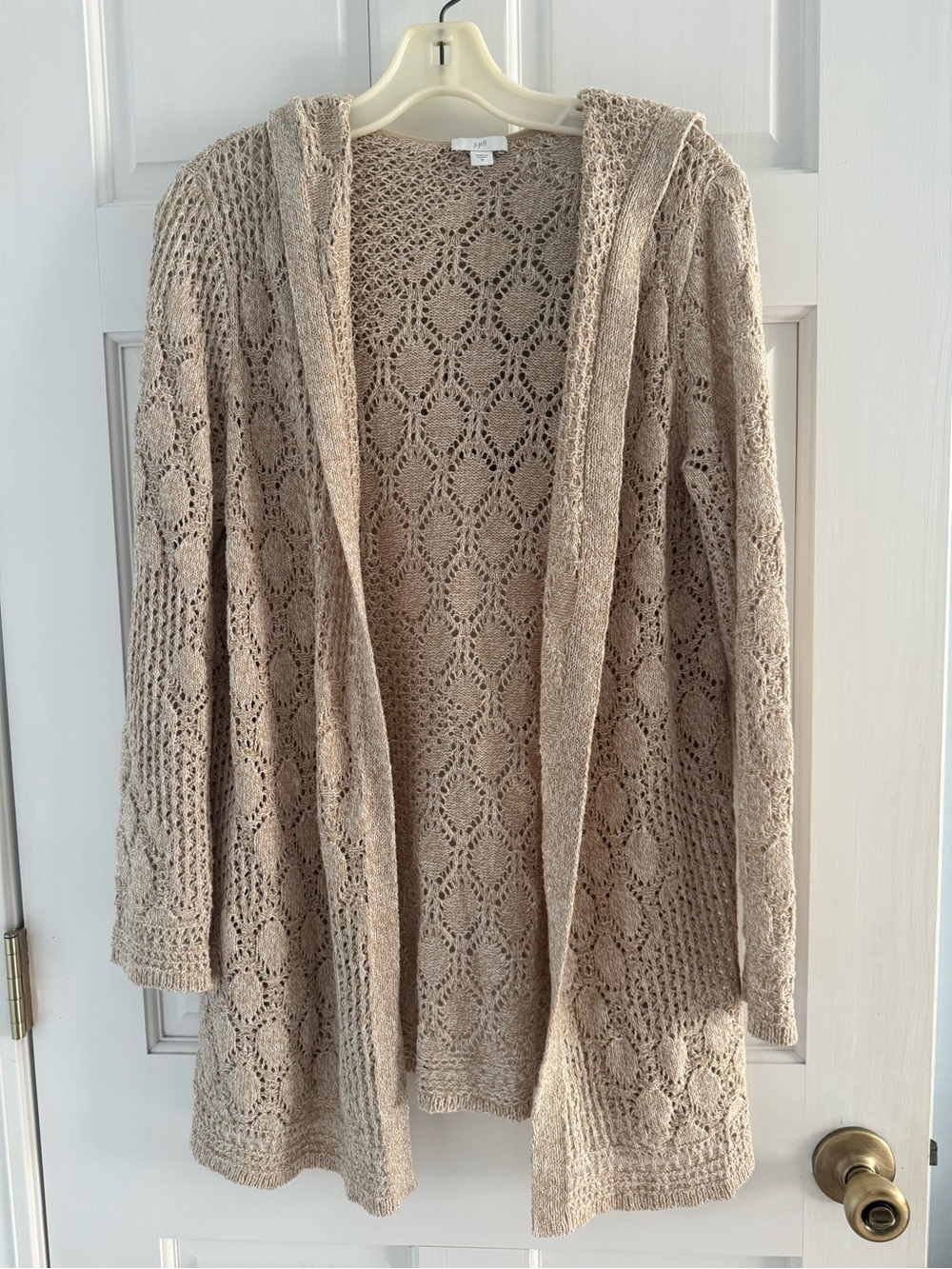 J. Jill Open Knit Hooded Cardigan Sweater M